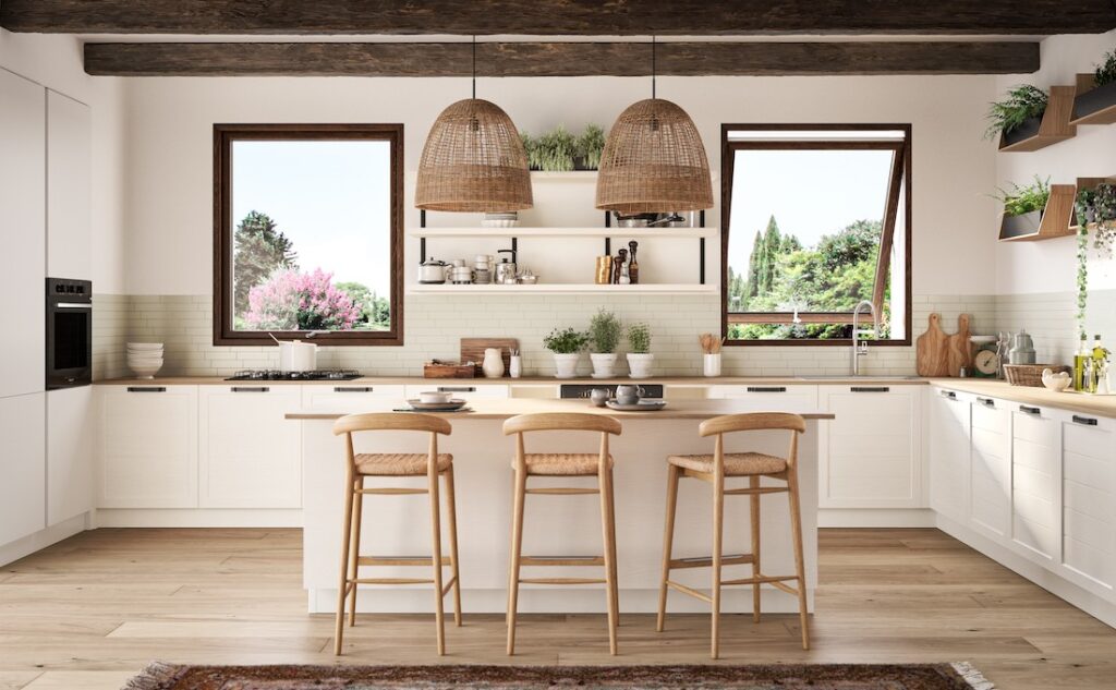 Cucina con finestre in PVC Prolux Swing di Oknoplast