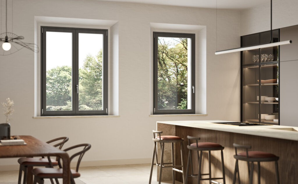Cucina con finestre in PVC Prolux Plus di Oknoplast