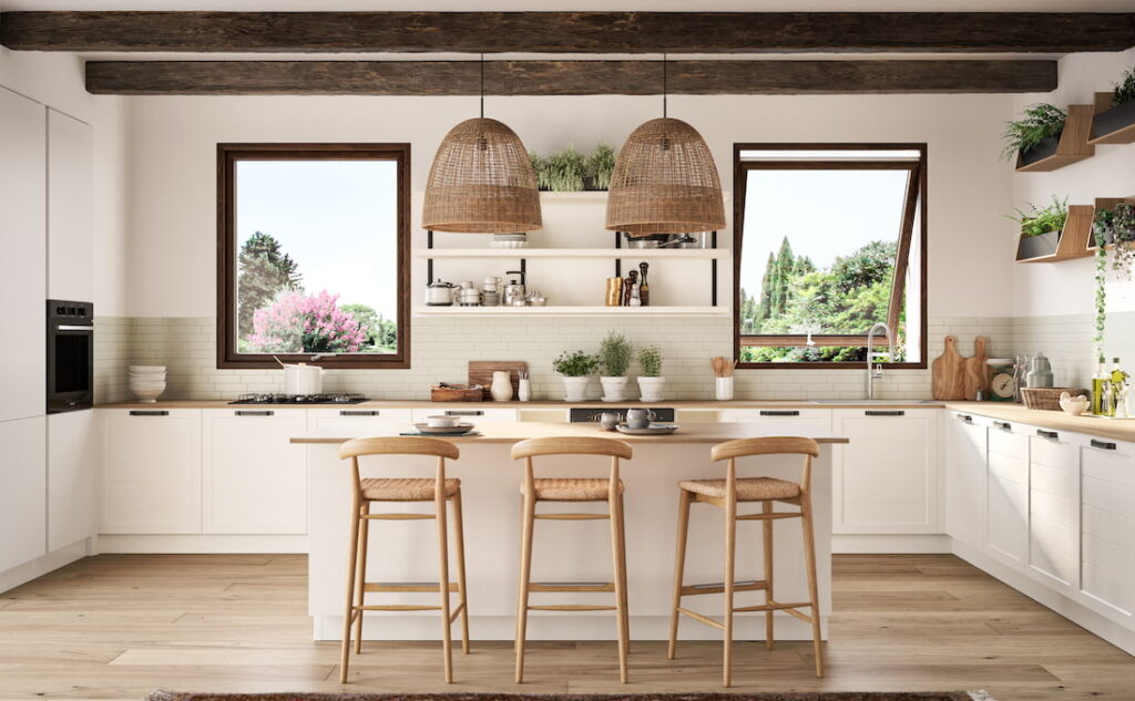 Cucina con finestre in PVC Prolux Swing di Oknoplast
