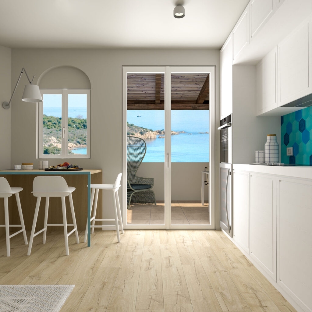 Cucina con finestra e porta finestra Prolux Evolution di Oknoplast
