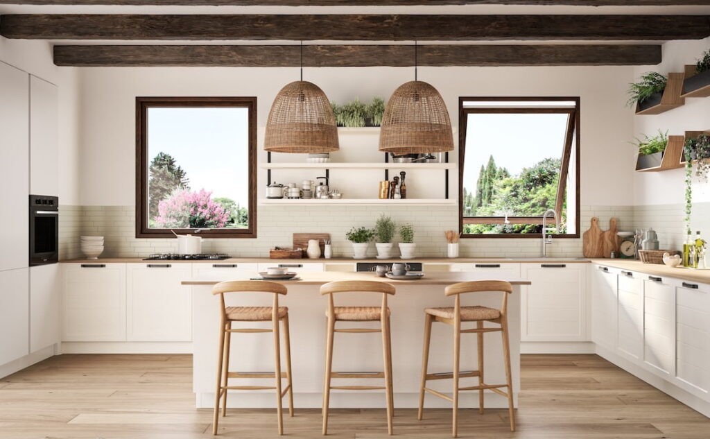 Cucina con finestre in PVC Prolux Swing di Oknoplast