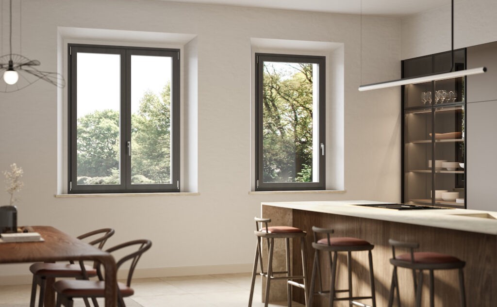 Cucina con finestre in PVC Prolux Plus di Oknoplast
