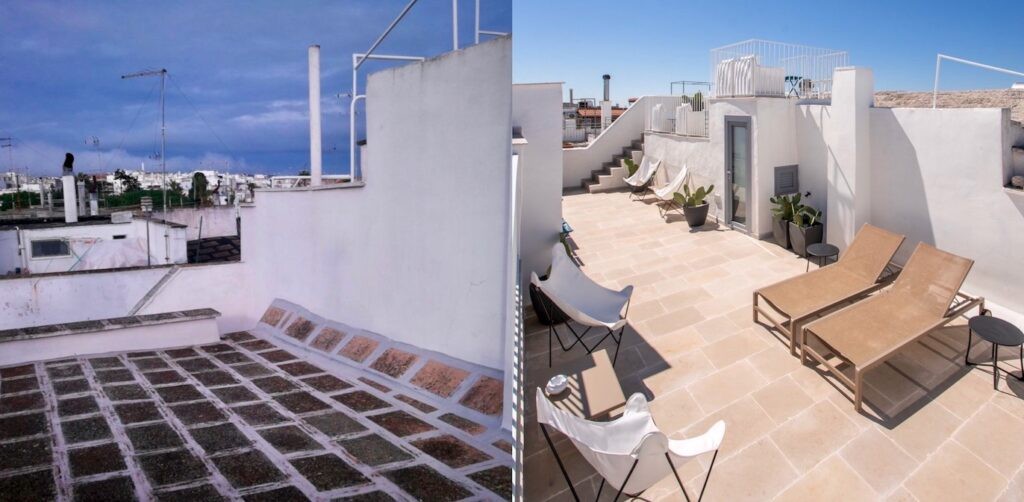 Terrazza ristrutturata a Ostuni prima e dopo con Oknoplast