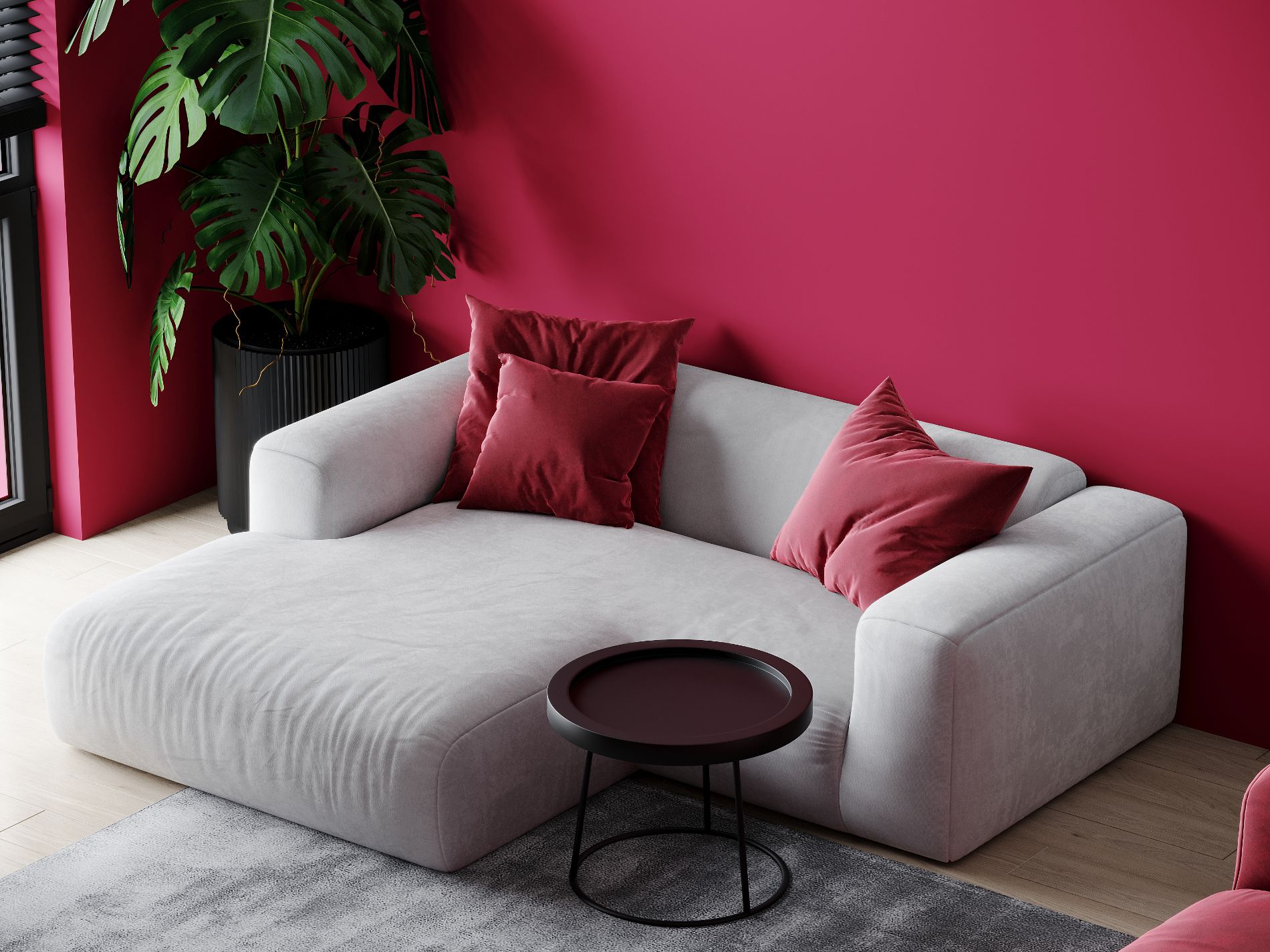 divano grigio e parete magenta.jpg