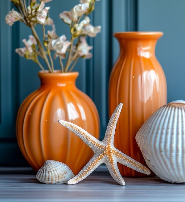 vasi-ceramica-arancio-azzurro-decorazione-marina-conchiglie.jpeg