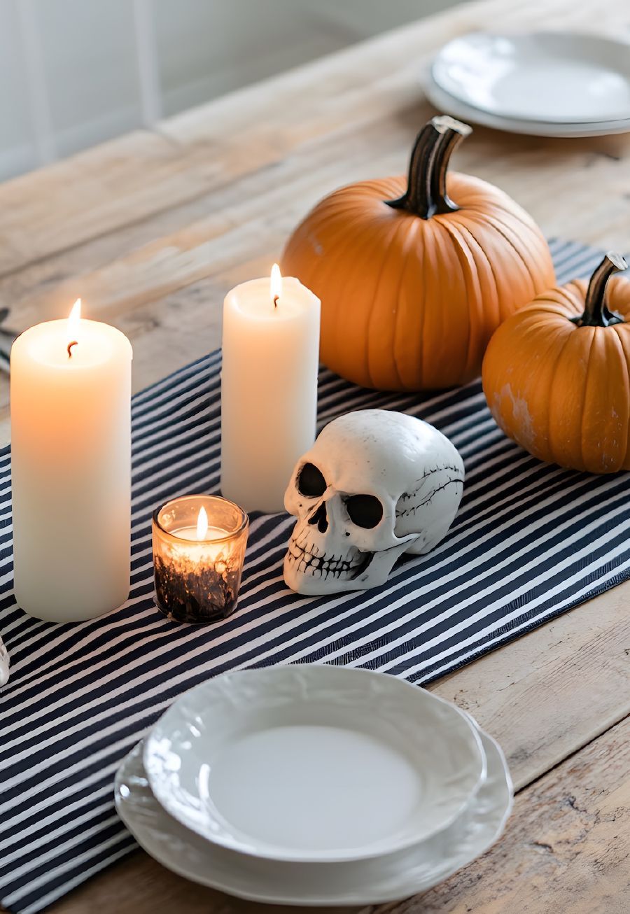 runner-a-righe-teschi-zucche-candele-halloween.jpeg