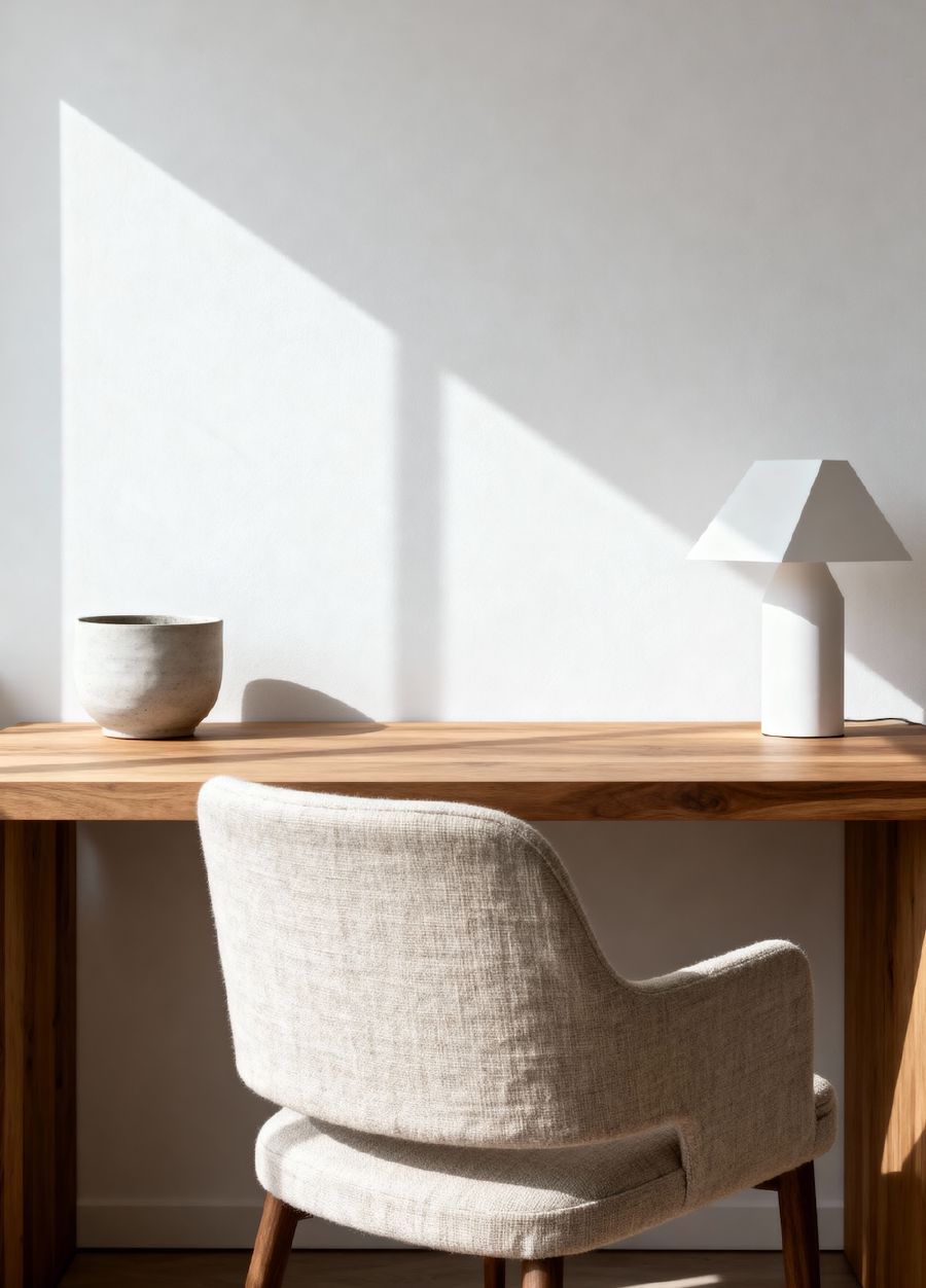 scrivania-legno-sedia-imbottita-lampada-minimal.jpeg